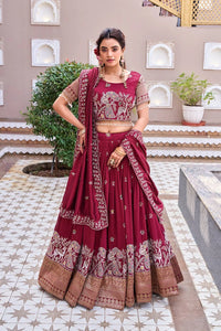 Maroon Pure Vichitra Lehenga