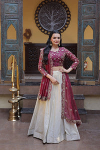Maroon Cosmos Lehenga