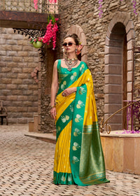 Mustard Yellow Zari Work Soft Satin Silk Saree