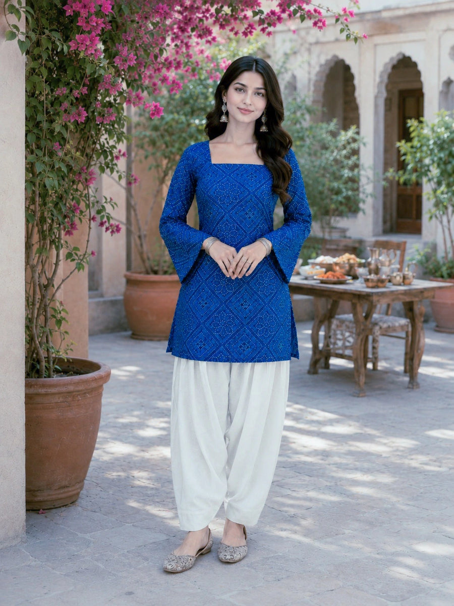 Blue Short Kurtis at Kalyanja