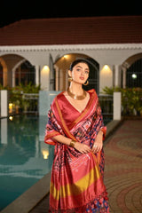 Elegant handcrafted navy blue saree featured on Kalyanja Fashion site