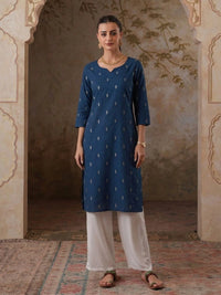 Navy Blue Silk Blend Kurti