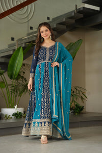 Navy Blue Faux Blooming Suit