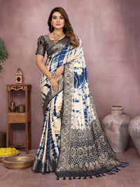 Navy Blue Satin Silk Saree