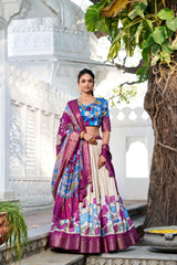Beautiful Indian lehenga choli with vibrant floral prints, premium craftsmanship, and timeless elegance for weddings and celebrations.