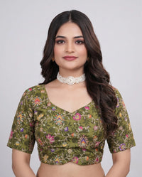 Olive Green Pure Viscose Blouse