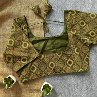 Olive Green Handwork Cotton Blouse