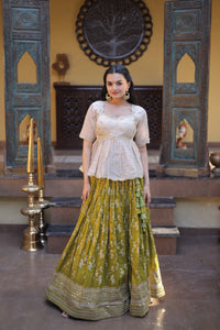 Olive Green Pure Viscose Lehenga