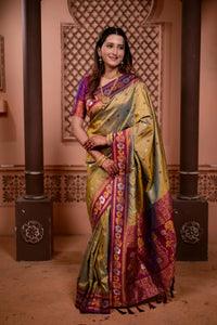 Olive Green Soft Silk Saree
