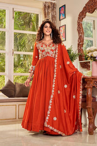 Orange Pure Vichitra Suit