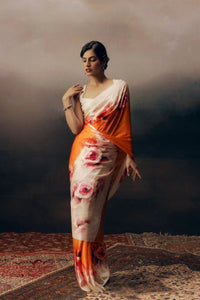 Orange Japan Satin Saree