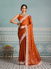Orange Rangoli Silk Saree