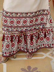 Off White Digital Print Muslin Suit