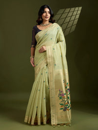 Pastel Pistachio Green Soft Muga Cotton Saree