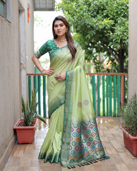 Pastel pistachio Dola Silk Saree