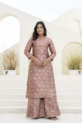 maroon jacquard work viscose suit