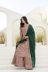 Maroon Jacquard Work Viscose Suit