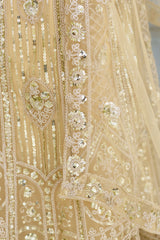 Beige Sequins Codding Embroidered Butterfly Net Lehenga