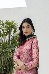dark pink jacquard work viscose suit