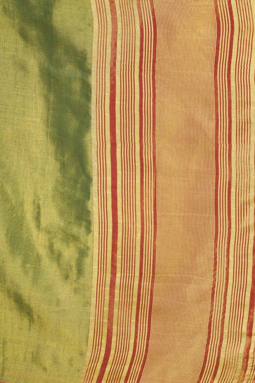 Textured fabric with green and red stripes