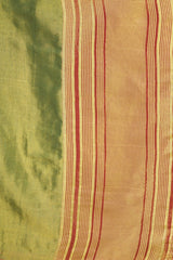 Textured fabric with green and red stripes