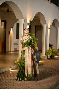 Pista Green Madhubani Print Saree