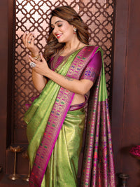 Pista Green Banarasi Tissue Silk Saree