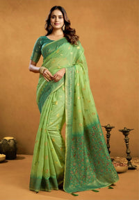 Pista Jacquard Cotton Saree