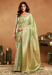 Pista Jacquard Silk Saree