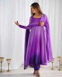 Purple Faux Georgette Suit