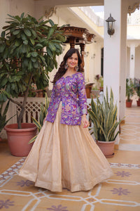Purple Tissue Silk Lehenga