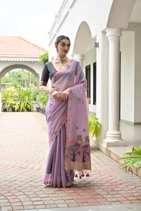 Purple Soft Chanderi Cotton Saree
