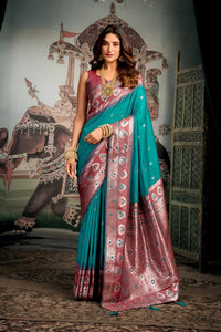 Rama Blue Soft Silk Saree