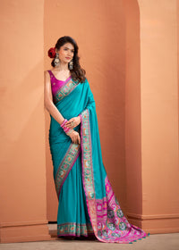 Rama Blue Patola Style Motifs Patola Silk Saree