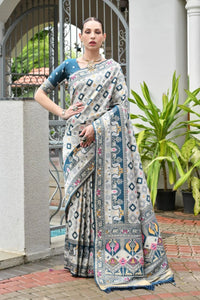 Rama Blue Soft Banarasi Silk Saree