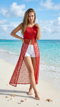Red Digital Georgette Dress