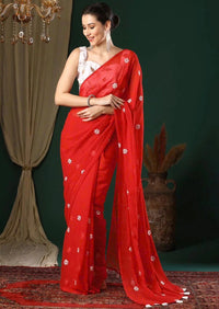 Red Soft Georgette Saree