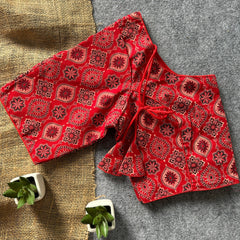 Red Handwork Cotton Blouse