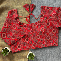 Red Handwork Cotton Blouse