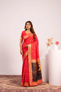 Red Soft Banarasi Silk Saree