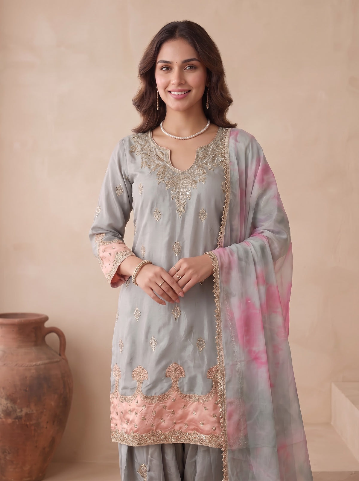 Sky Blue Japan Satin Silk Suit