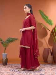 Dark Maroon Faux Georgette Suit Kalyanja