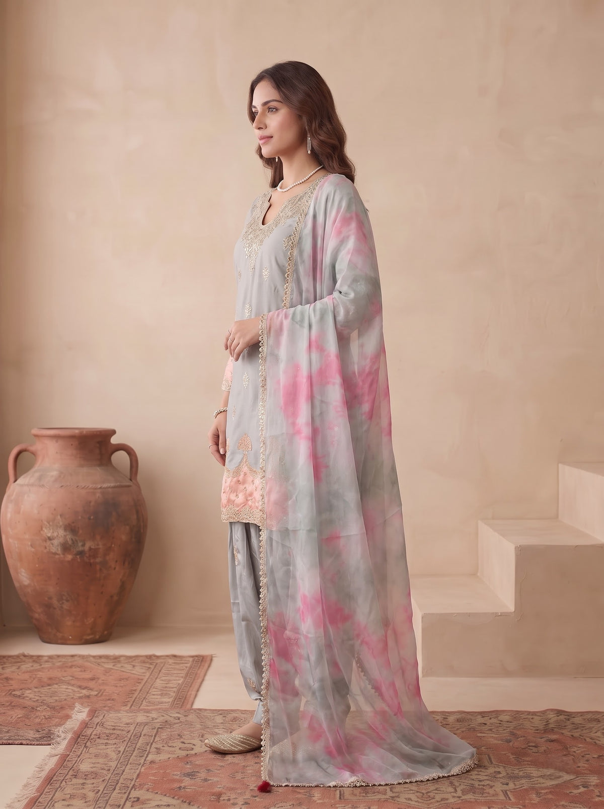 Sky Blue Japan Satin Silk Suit