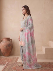 Sky Blue Japan Satin Silk Suit Kalyanja Fashion