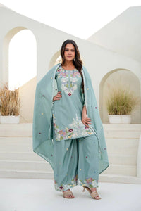 Sky Blue Chinon Suit