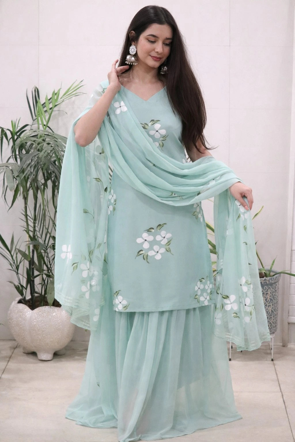 Sky Blue Georgette Kurti