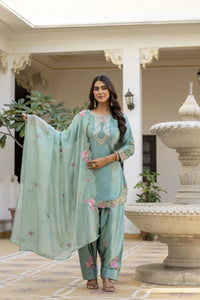 Sky Blue Pure Japan Satin Kurti
