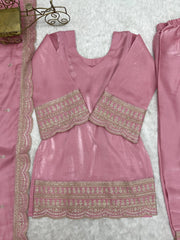 Soft Pink Suit Set Flat Lay – Kurta Shalwar and Dupatta Full View