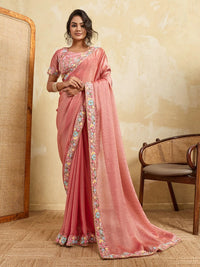 Soft Peach Fendy Chiffon Saree