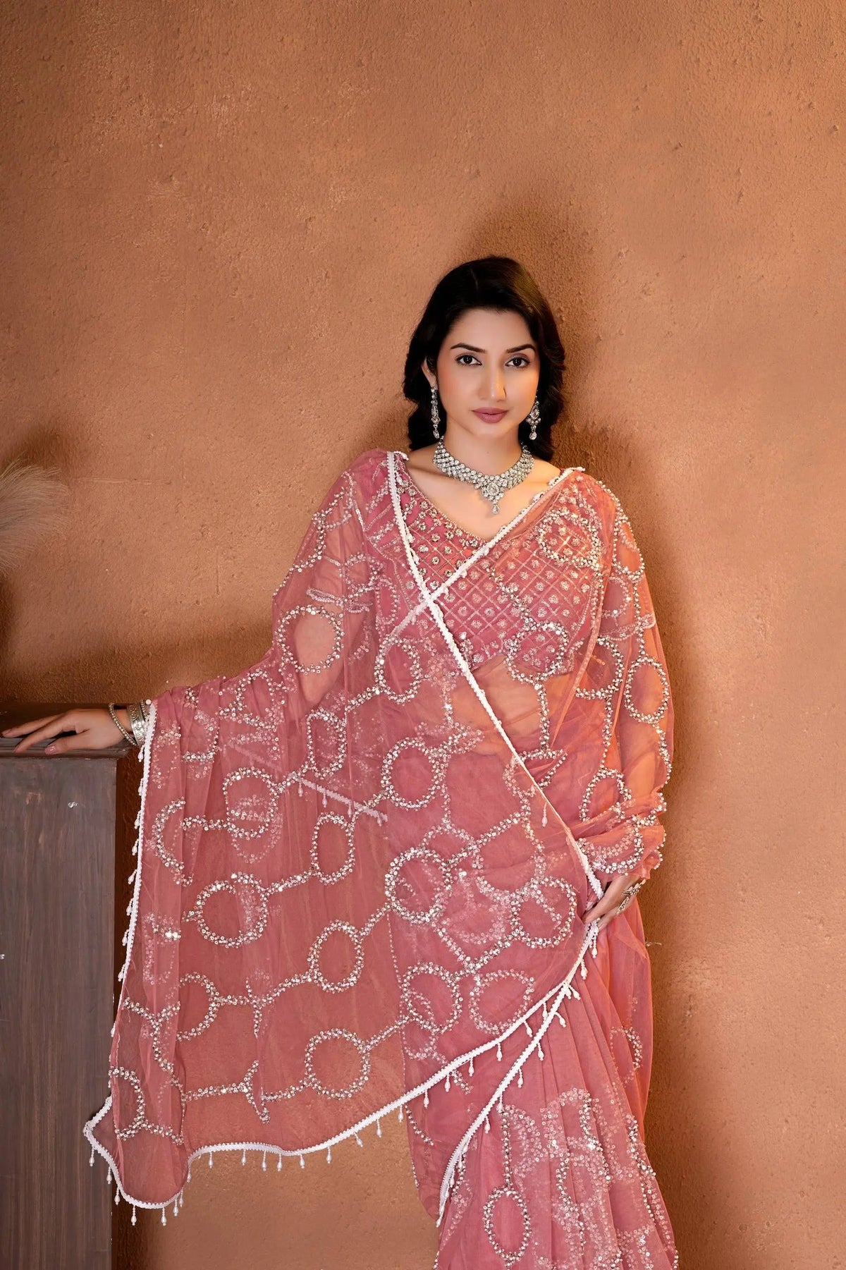 Perfect designer saree for receptions, cocktail parties, engagement ceremonies, and special festive occasions.